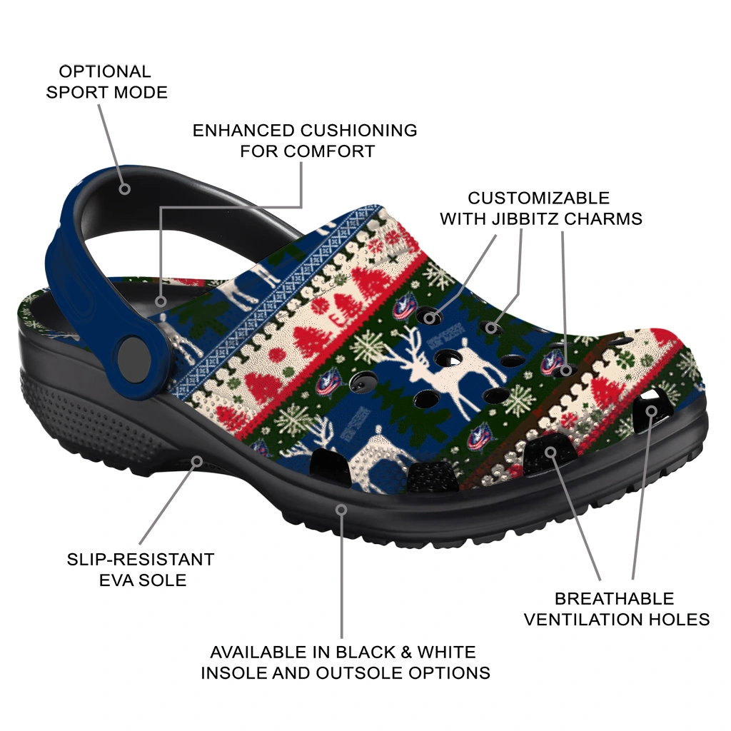 custom columbus blue jackets christmas motif clogs new arrival custom columbus blue jackets christmas motif clogs new arrival