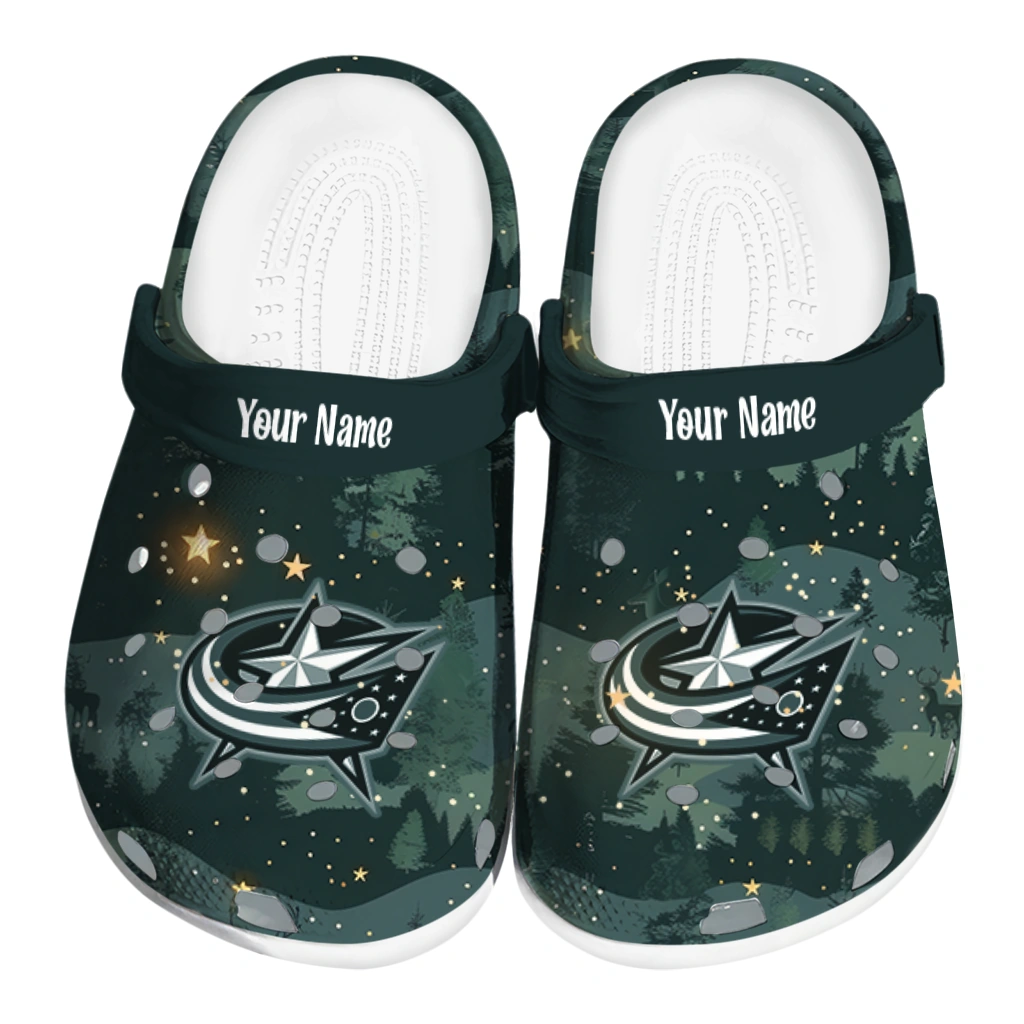 custom columbus blue jackets deer nightscape clogs best selling custom columbus blue jackets deer nightscape clogs best selling