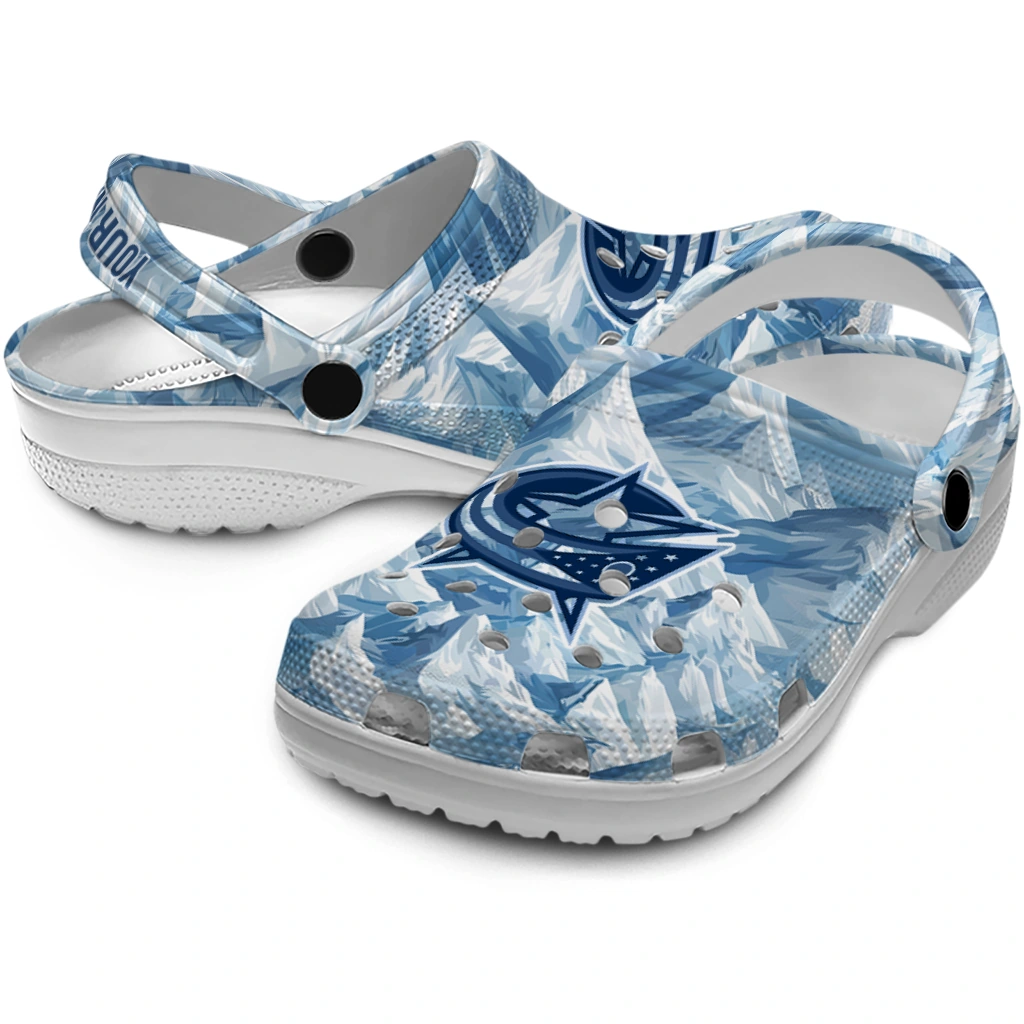 custom columbus blue jackets mountain artwork clogs high quality custom columbus blue jackets mountain artwork clogs high quality
