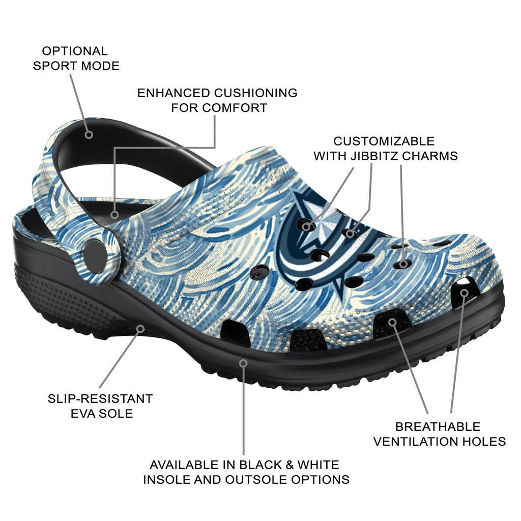 custom columbus blue jackets sea swirls clogs new arrival custom columbus blue jackets sea swirls clogs new arrival