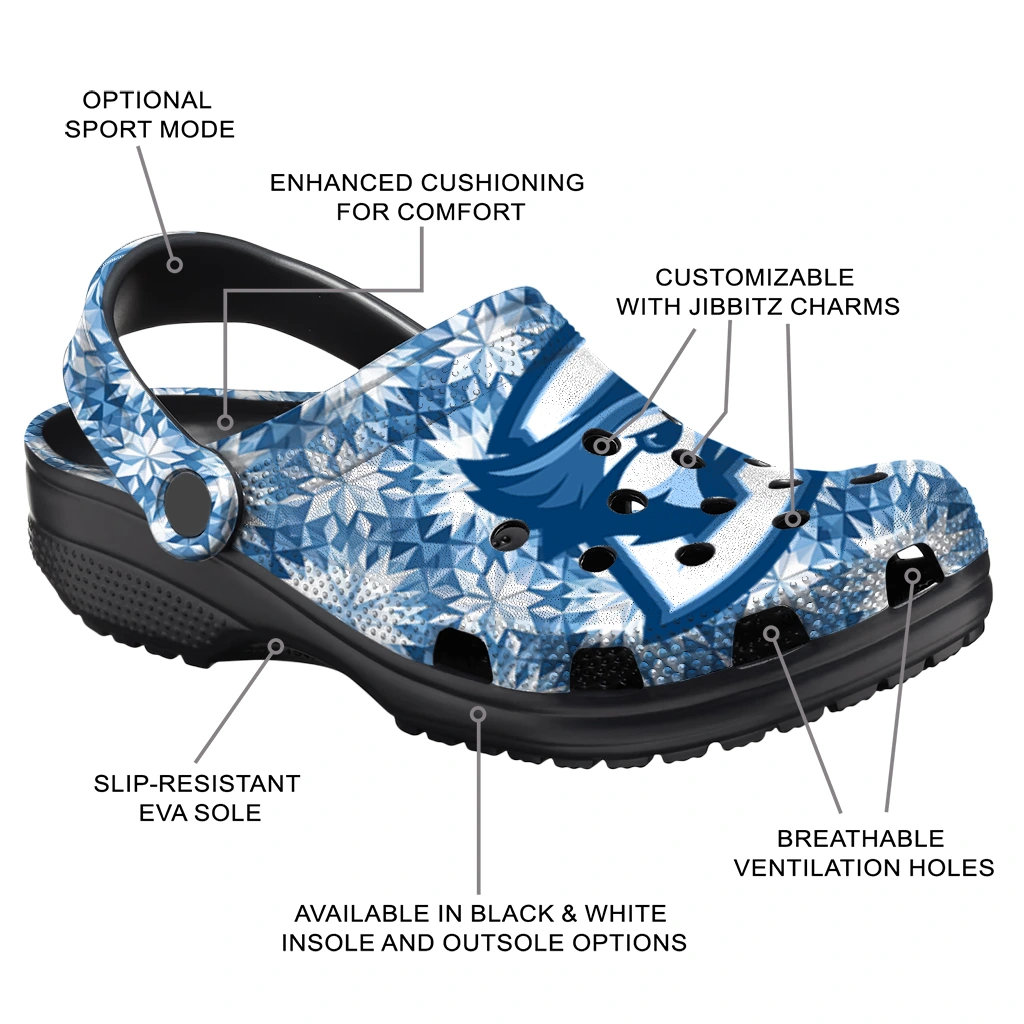 custom creighton bluejays snowflake mosaic clogs new arrival custom creighton bluejays snowflake mosaic clogs new arrival