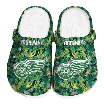 custom detroit red wings tropical leaves clogs best selling