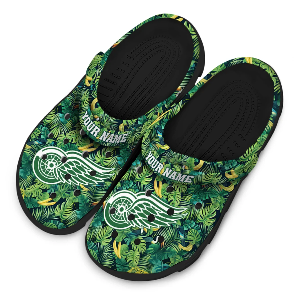 custom detroit red wings tropical leaves clogs latest model custom detroit red wings tropical leaves clogs latest model