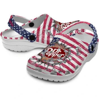 custom dr pepper logo break red blue clogs high quality hey clogs
