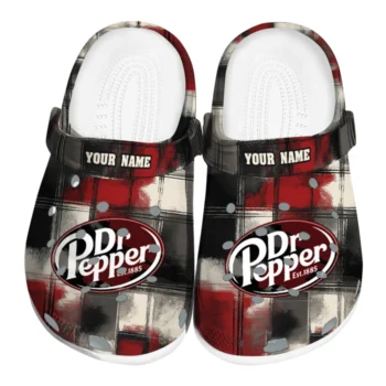 custom dr pepper logo plaid red black clogs best selling hey clogs