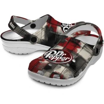 custom dr pepper logo plaid red black clogs high quality hey clogs