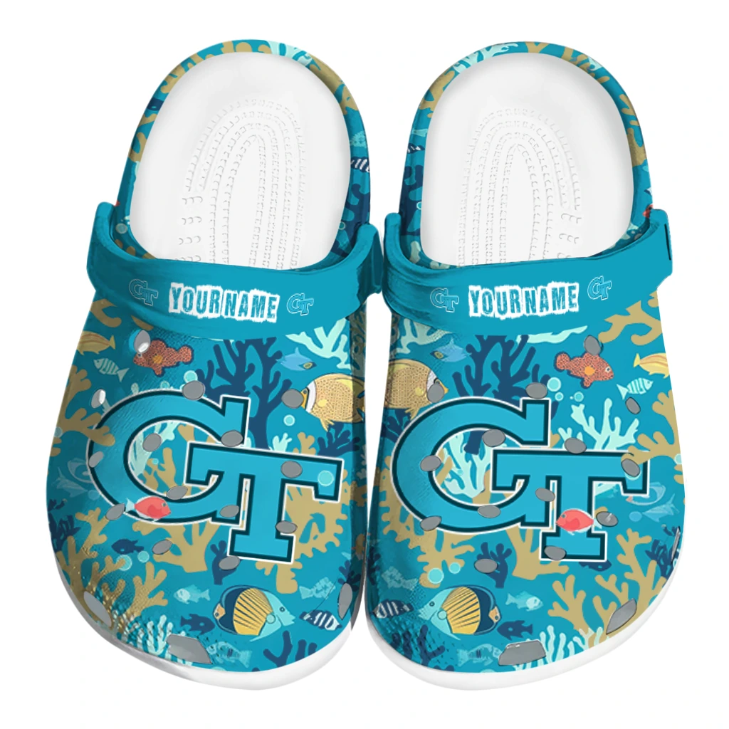 custom georgia tech yellow jackets tropical fish ocean clogs best selling custom georgia tech yellow jackets tropical fish ocean clogs best selling