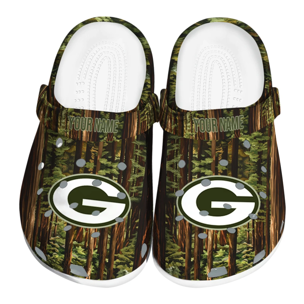 custom green bay packers woods forest designs clogs best selling custom green bay packers woods forest designs clogs best selling