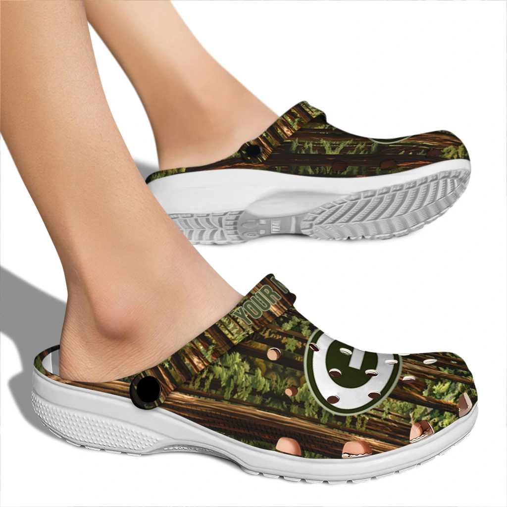 custom green bay packers woods forest designs clogs fashion forward custom green bay packers woods forest designs clogs fashion forward