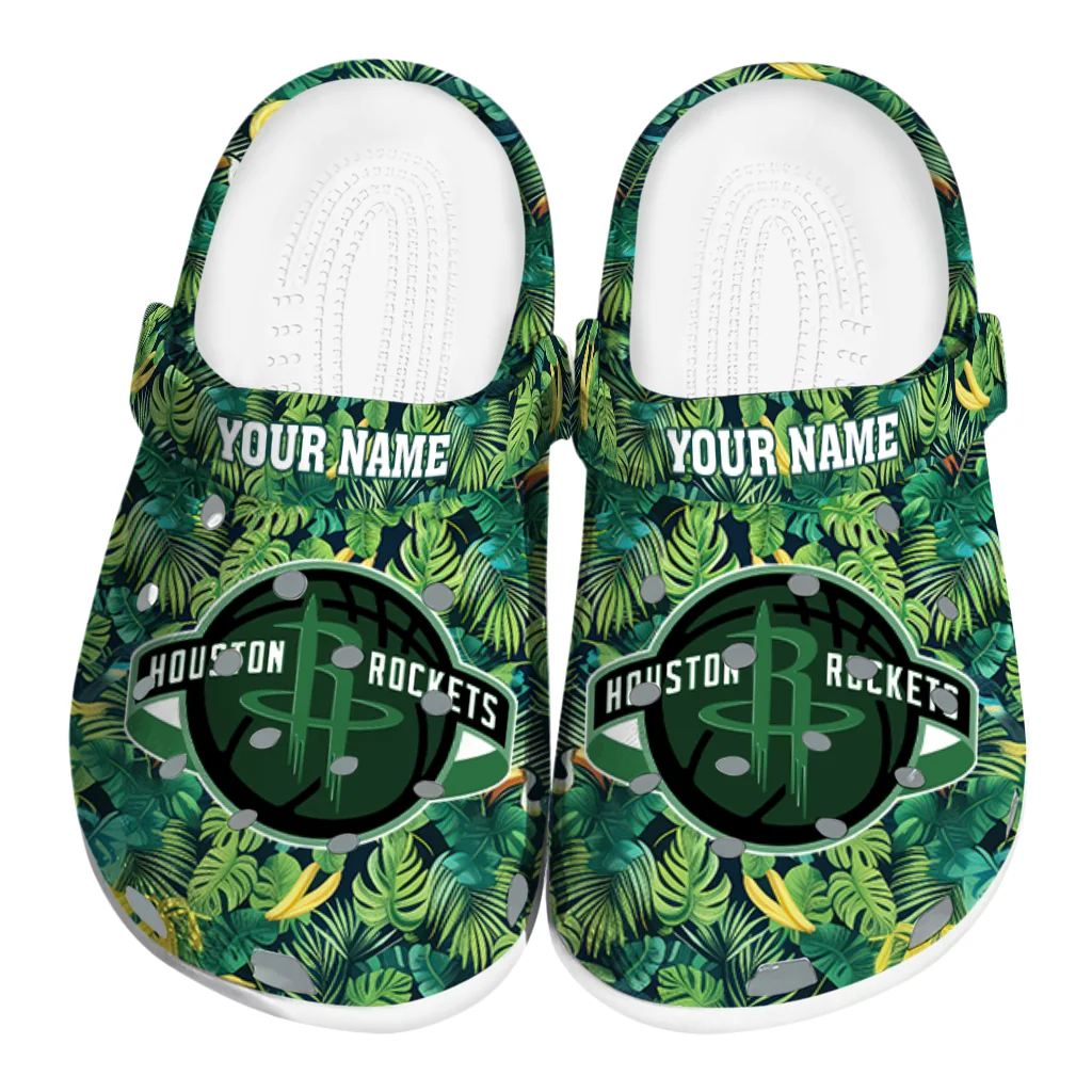 custom houston rockets tropical leaves clogs best selling custom houston rockets tropical leaves clogs best selling