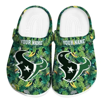 custom houston texans tropical leaves clogs best selling