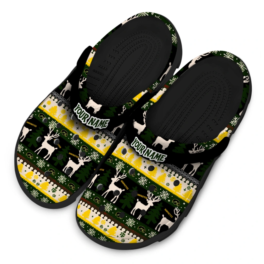 custom iowa hawkeyes christmas motif clogs latest model custom iowa hawkeyes christmas motif clogs latest model