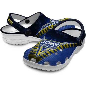 custom jolly rancher arrow designs blue yellow clogs high quality hey clogs