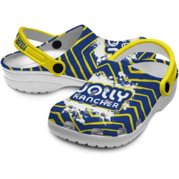custom jolly rancher custom name blue yellow clogs high quality hey clogs