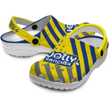 custom jolly rancher dynamic label yellow blue clogs high quality hey clogs