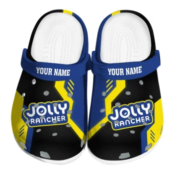 custom jolly rancher logo badge black yellow clogs best selling hey clogs