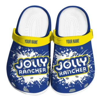 custom jolly rancher logo burst blue yellow clogs best selling hey clogs