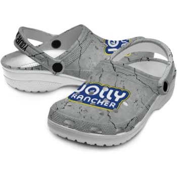 custom jolly rancher logo centerpiece gray blue clogs high quality hey clogs