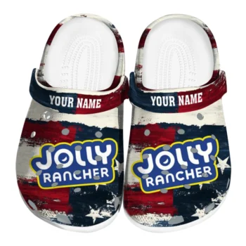 custom jolly rancher patriotic logo red white clogs best selling hey clogs
