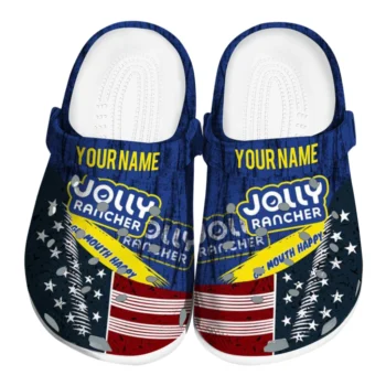 custom jolly rancher patriotic stars blue red clogs best selling hey clogs