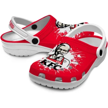 custom kfc logo burst red white clogs high quality hey clogs