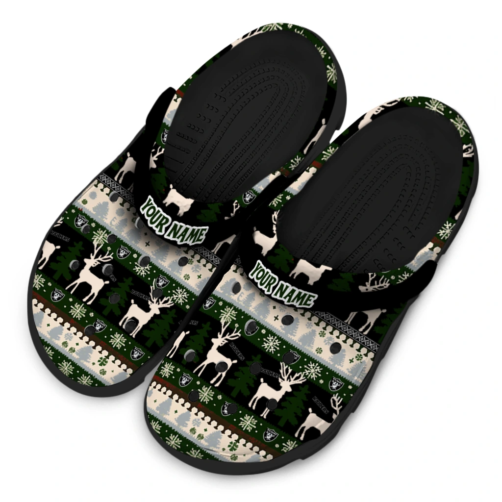 custom las vegas raiders christmas motif clogs latest model custom las vegas raiders christmas motif clogs latest model