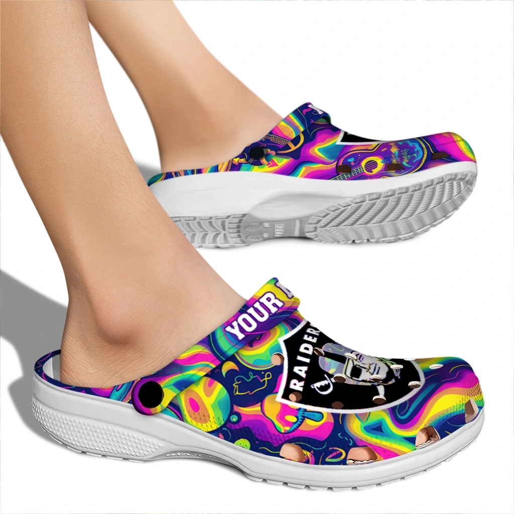 custom las vegas raiders swirling mushrooms clogs fashion forward custom las vegas raiders swirling mushrooms clogs fashion forward