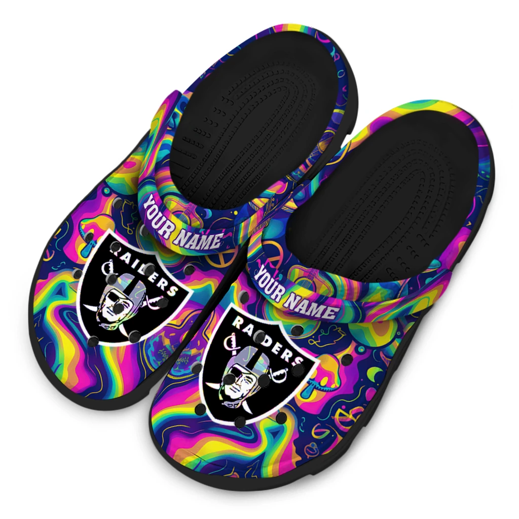 custom las vegas raiders swirling mushrooms clogs latest model custom las vegas raiders swirling mushrooms clogs latest model