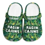 custom louisiana ragin cajuns tropical leaves clogs best selling