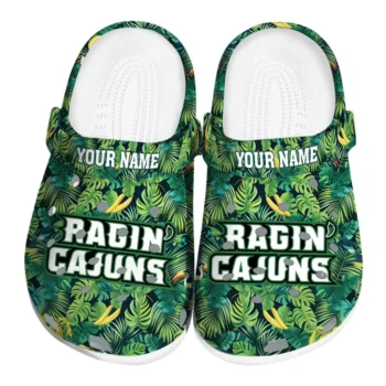 custom louisiana ragin cajuns tropical leaves clogs best selling