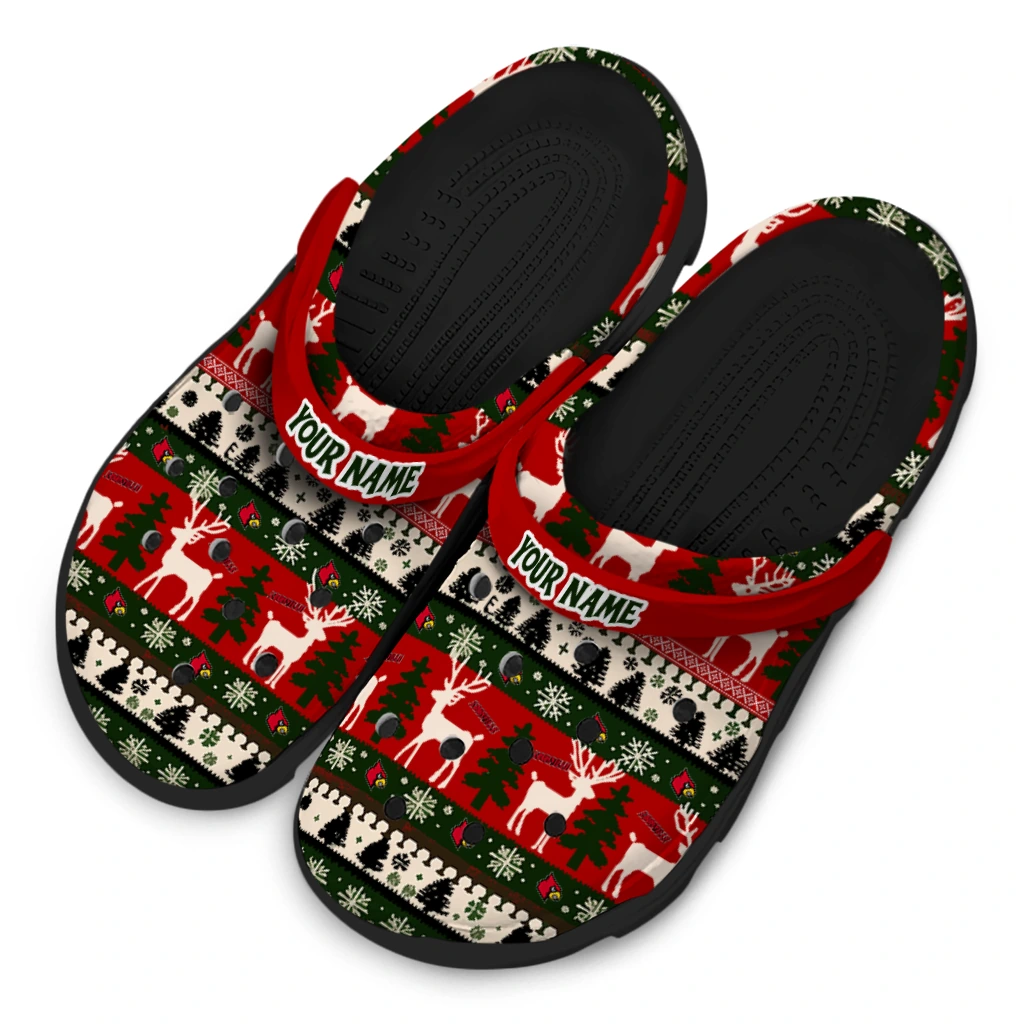 custom louisville cardinals christmas motif clogs latest model custom louisville cardinals christmas motif clogs latest model