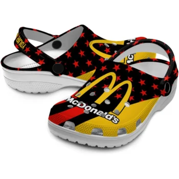 custom mcdonalds arches redstars black yellow clogs high quality hey clogs