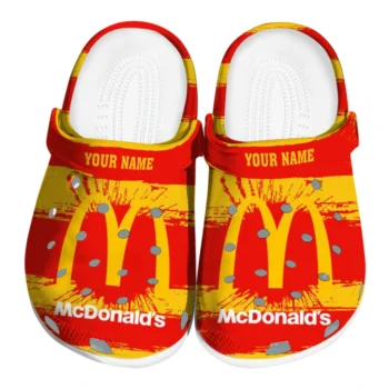 custom mcdonalds brand text red yellow clogs best selling hey clogs