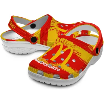 custom mcdonalds brand text red yellow clogs high quality hey clogs