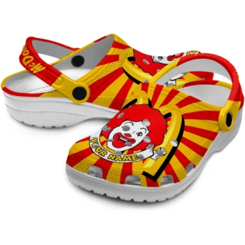 custom mcdonalds clown rays yellow red clogs high quality hey clogs