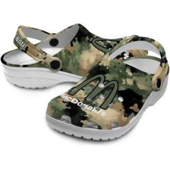 custom mcdonalds green camouflage green black clogs high quality hey clogs