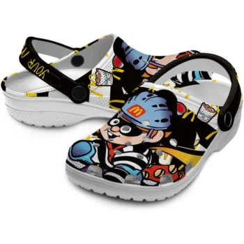 custom mcdonalds masked burglar black yellow clogs high quality hey clogs