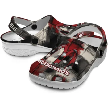 custom mcdonalds mcdonalds m black red clogs high quality hey clogs