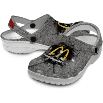 custom mcdonalds name strip gray yellow clogs high quality hey clogs