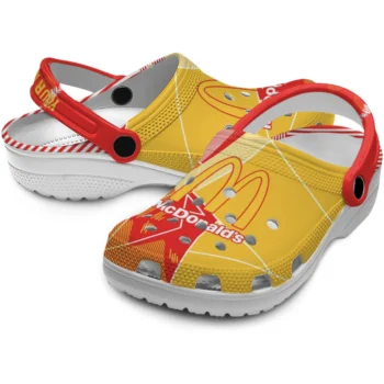 custom mcdonalds striped arches red yellow clogs high quality hey clogs