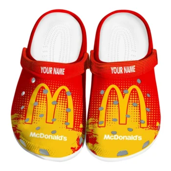 custom mcdonalds upside text red yellow clogs best selling hey clogs