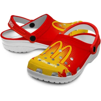 custom mcdonalds upside text red yellow clogs high quality hey clogs