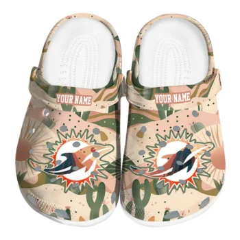 custom miami dolphins desert cactus pattern clogs best selling