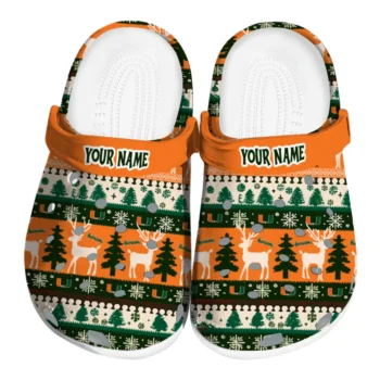 custom miami hurricanes christmas motif clogs best selling