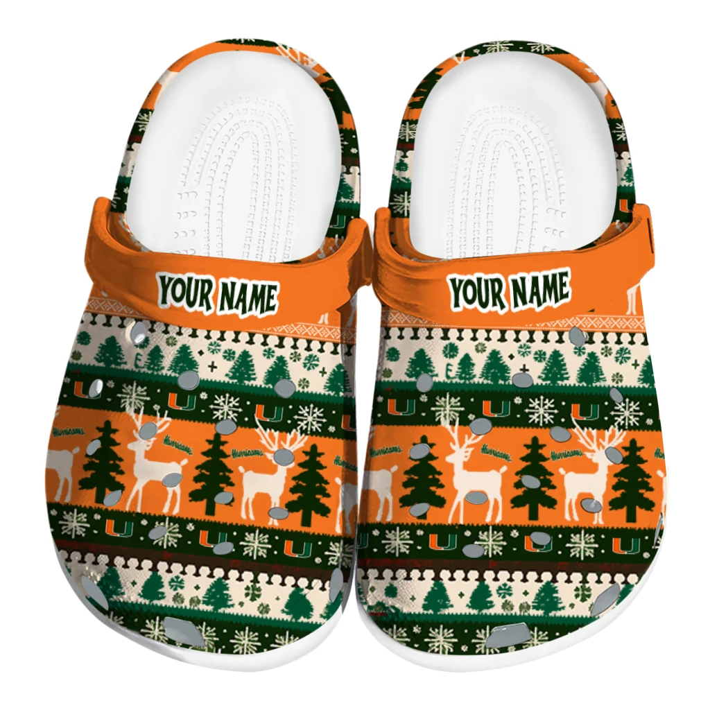 custom miami hurricanes christmas motif clogs best selling custom miami hurricanes christmas motif clogs best selling