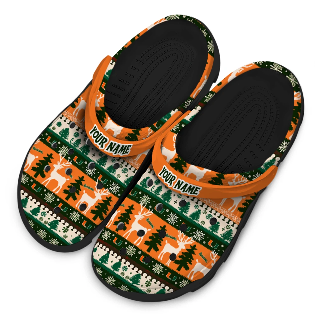custom miami hurricanes christmas motif clogs latest model custom miami hurricanes christmas motif clogs latest model