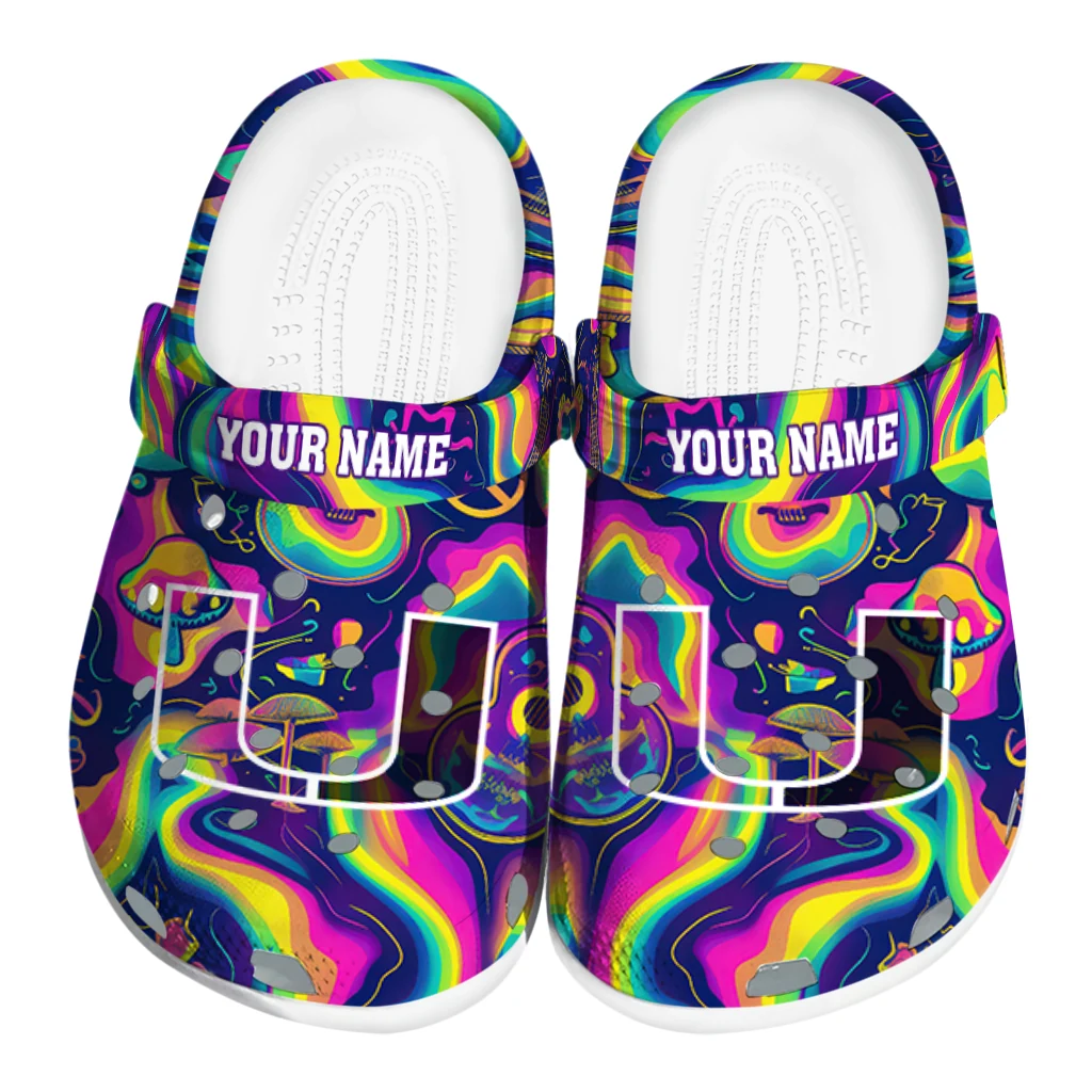 custom miami hurricanes swirling mushrooms clogs best selling custom miami hurricanes swirling mushrooms clogs best selling