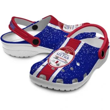 custom michelob ultra branding blue red clogs high quality hey clogs