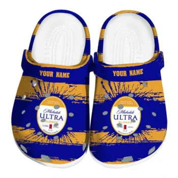 custom michelob ultra brush strokes blue orange clogs best selling hey clogs