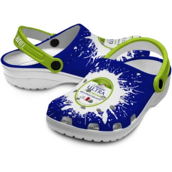 custom michelob ultra burst badge blue green clogs high quality hey clogs